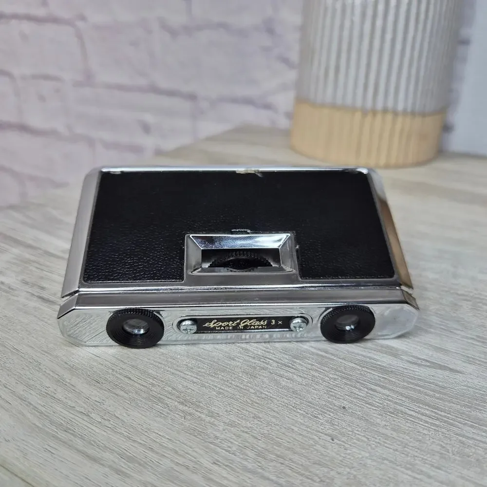 Vintage Sport Glass 3x25mm Folding Opera Glasses Pocket Binoculars Chrome Japan